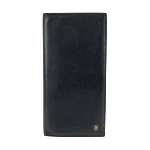 CARTIER Pasha de Cartier Black Leather Long Wallet with Gold Hardware for Men
